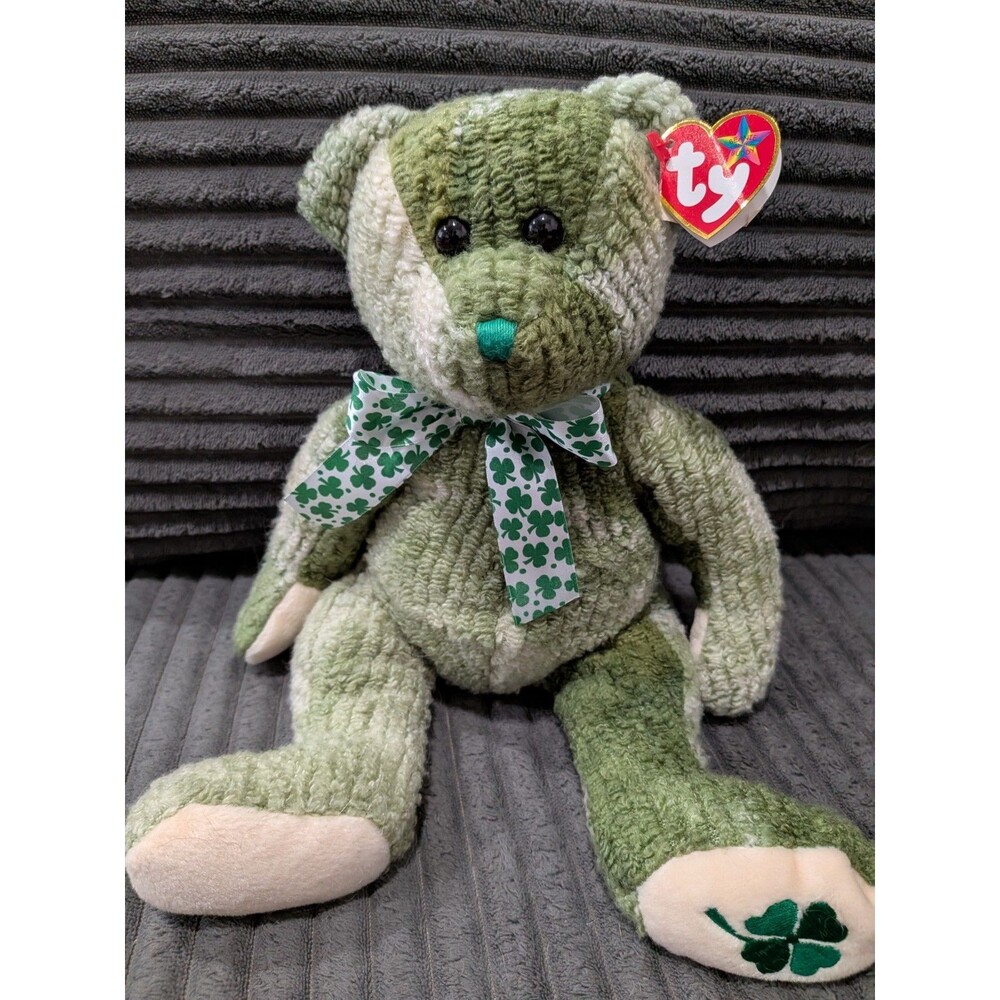 Ty Beanie Buddy McWooly Irish Bear 13.5" Retired St. Patrick's Day Plush tag